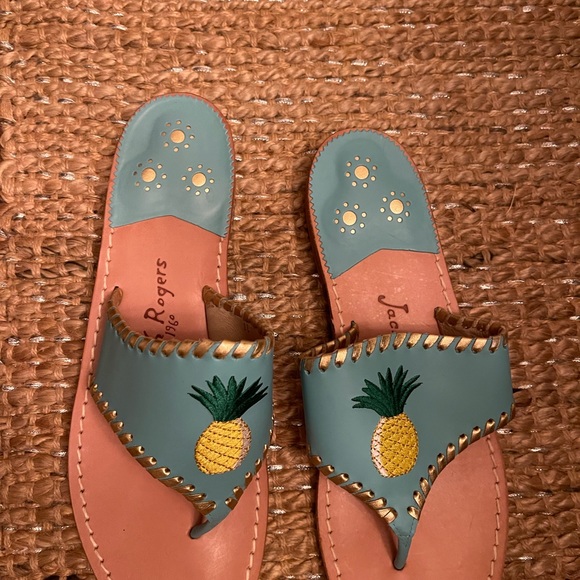 Jack Rogers Pineapple Embroidered Sandals - Picture 3 of 8